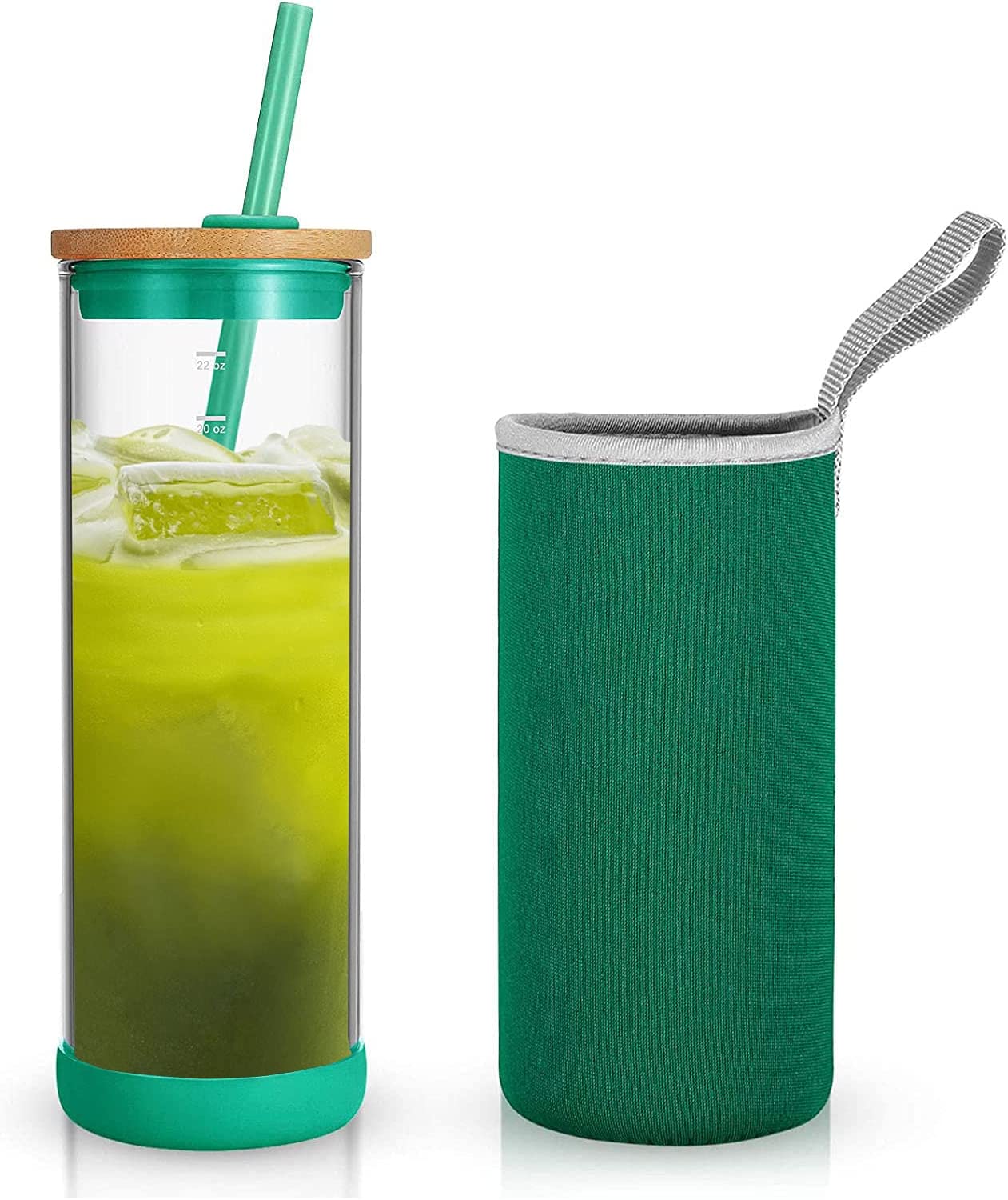 Galvanox Freezable Iced Coffee Cup with Lid and Straw - Green (16oz)