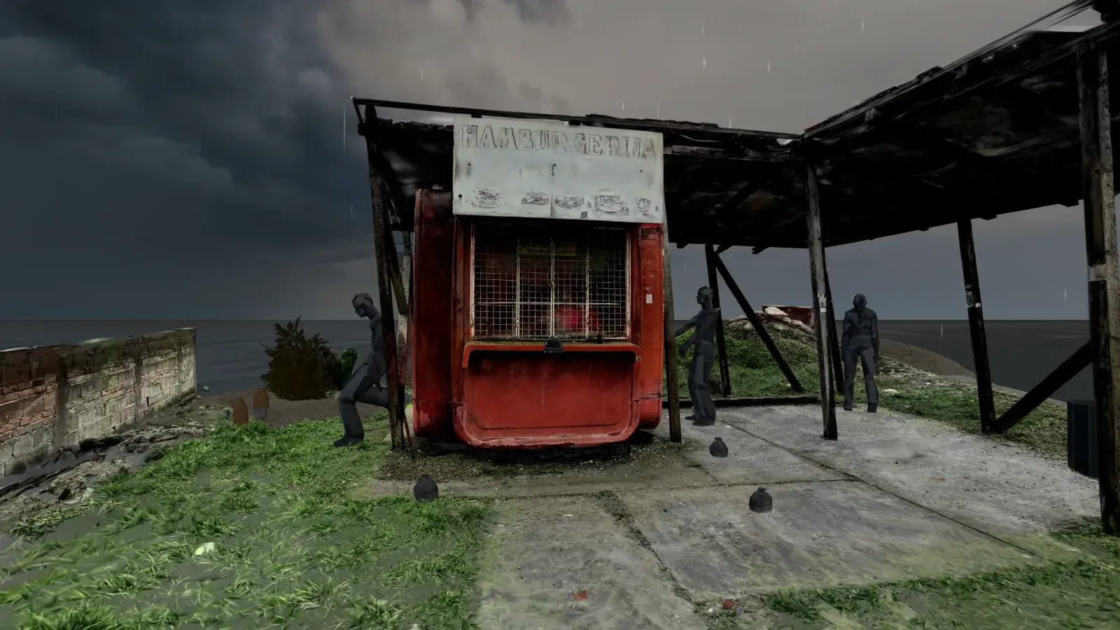 The VR island in rain conditions