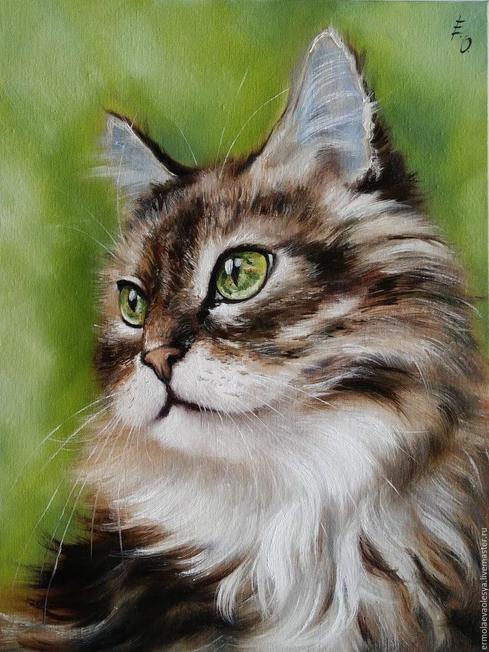 Как нарисовать кошку маслом