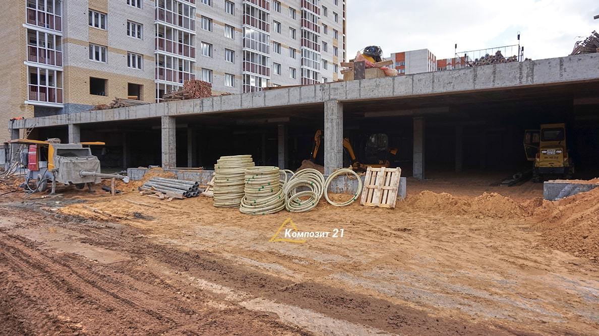 Пример армирования бетонной стяжки при обустройстве парковки