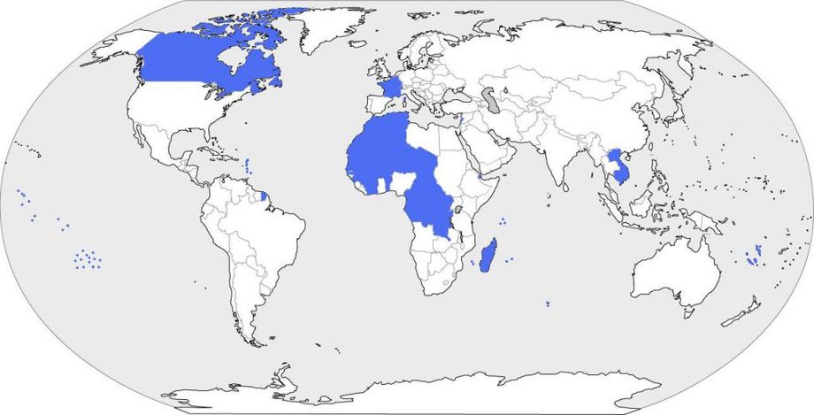 Карта франкоговорящих стран