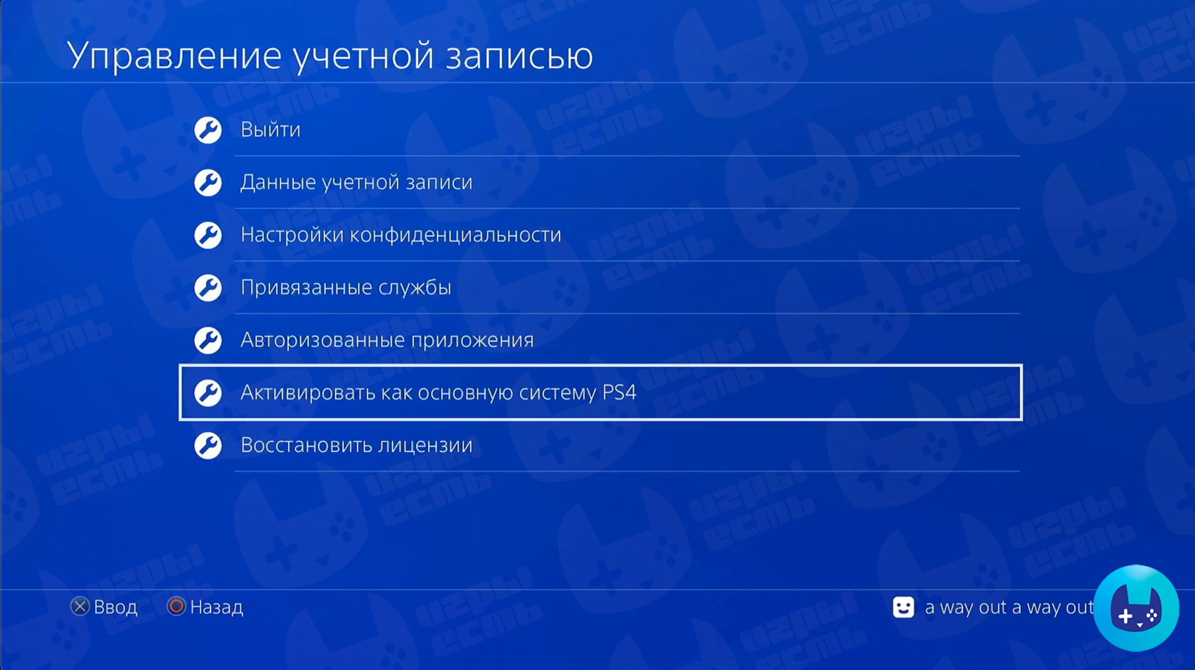 Шаг настройки PS4