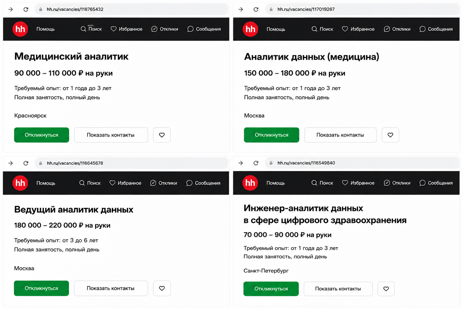 Вакансии на hh.ru