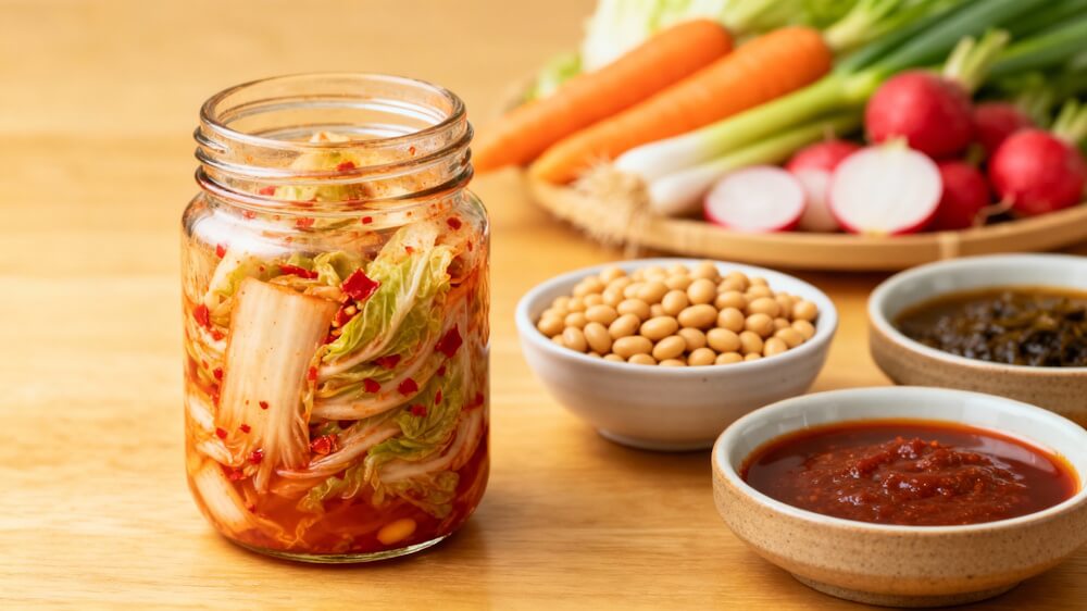 Корейские женщины используют ферментированные продукты тысячи лет — и современная наука объясняет почему. Чхонгокчжан, кимчи и другие живые продукты содержат пробиотики, биоактивные пептиды и фитоэстрогены, которые активируют микробиом кишечника — главный регулятор молодости, энергии и гормонального баланса. Исследования 2020-2025 годов подтверждают: ферментация превращает обычную пищу в мощный инструмент для замедления старения на клеточном уровне.