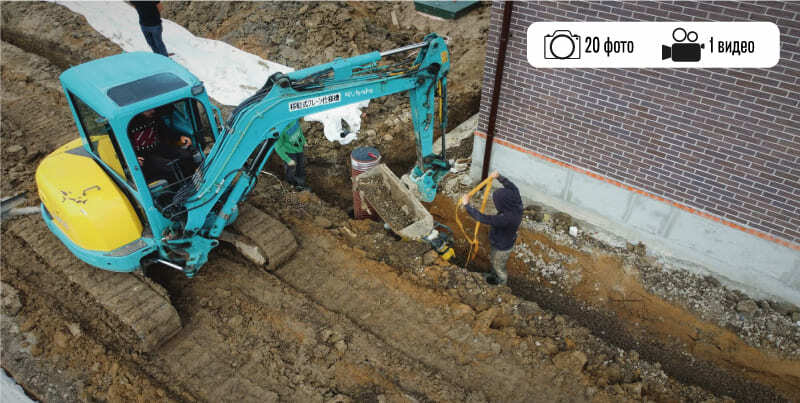 Отсыпка участка песком и устройство дренажной системы