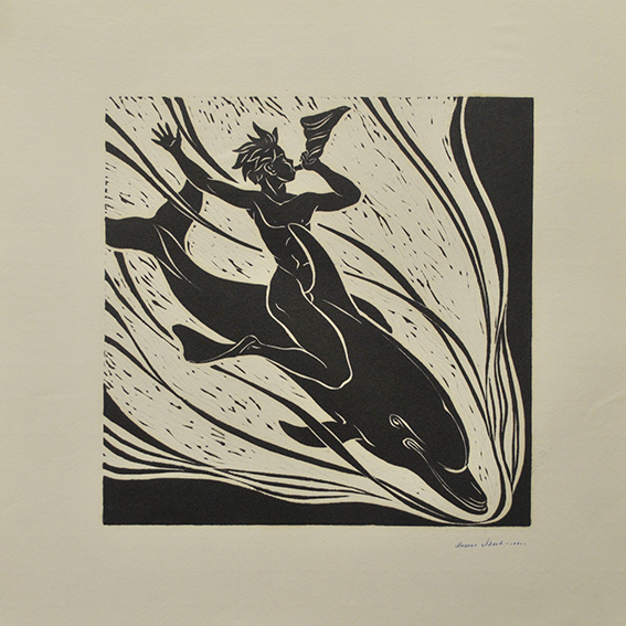 engraving linocut Nude