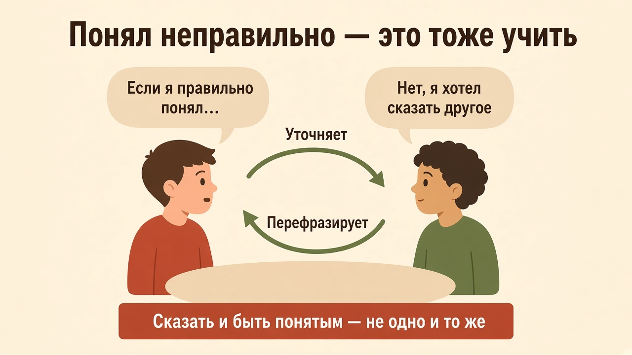 Один уточняет, второй перефразирует: сказать и быть понятым — не одно и то же