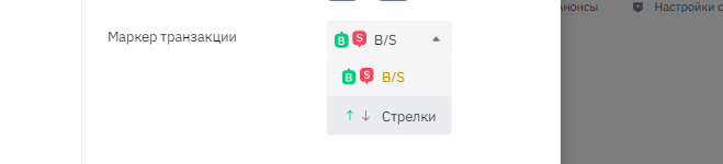 настройка маркеров на графике Binance