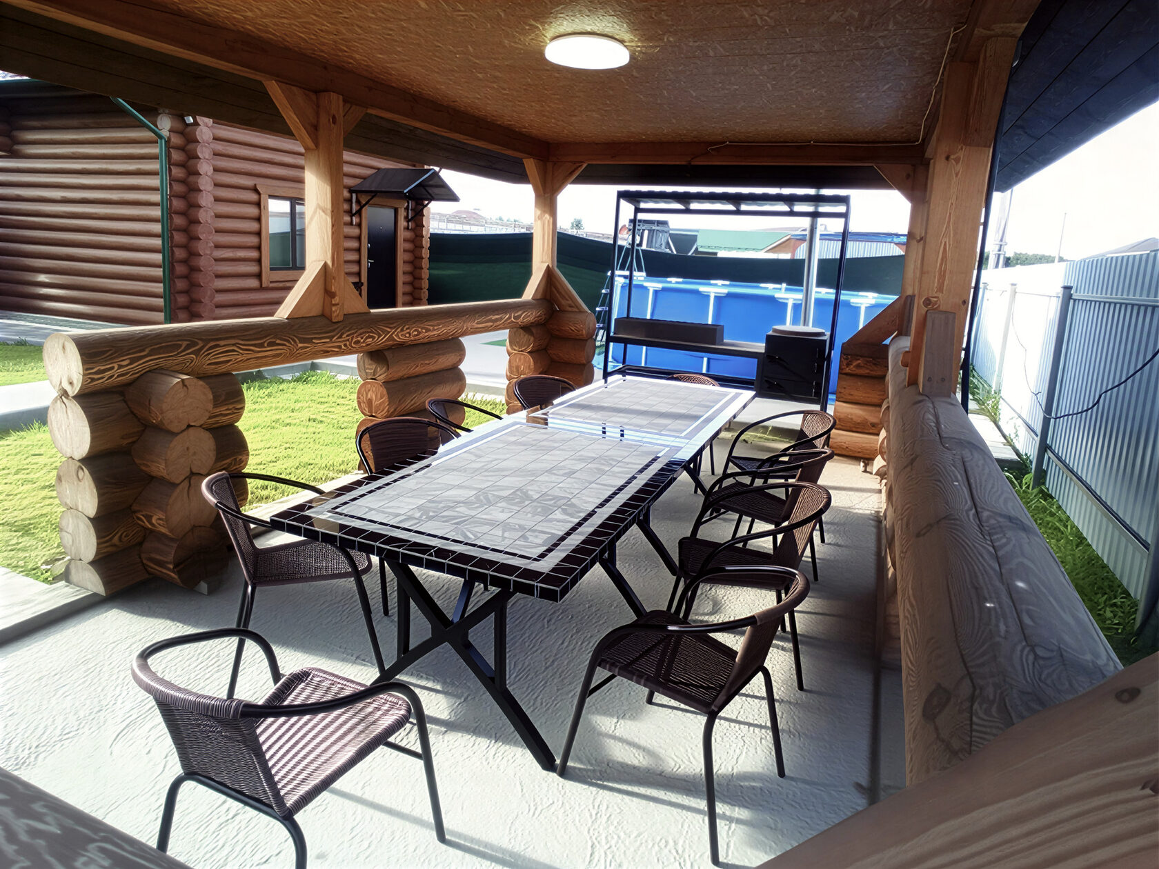 Мангальная зона в бане в Люберцах - вечерние посиделки у мангала - Богатырские бани