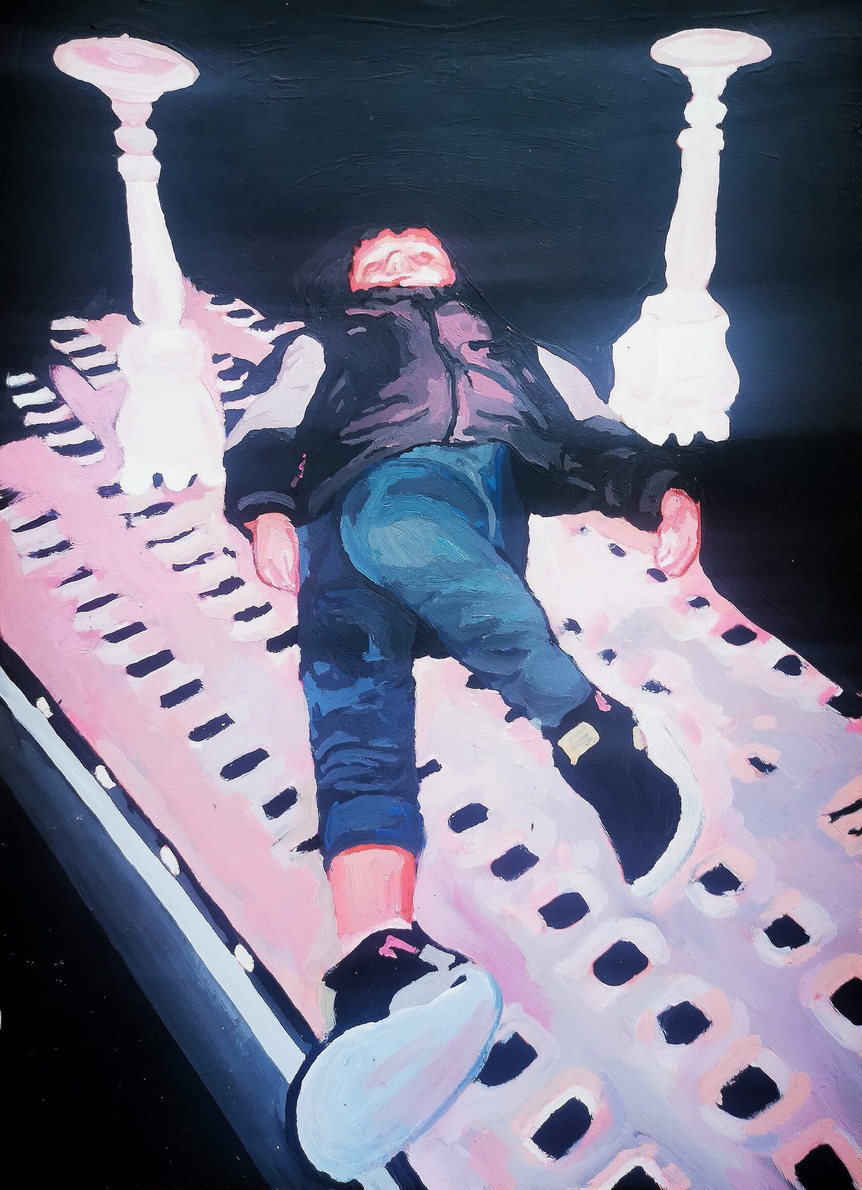 Woman sleeping at an Ikea warehouse, 29.7 x 42 cm