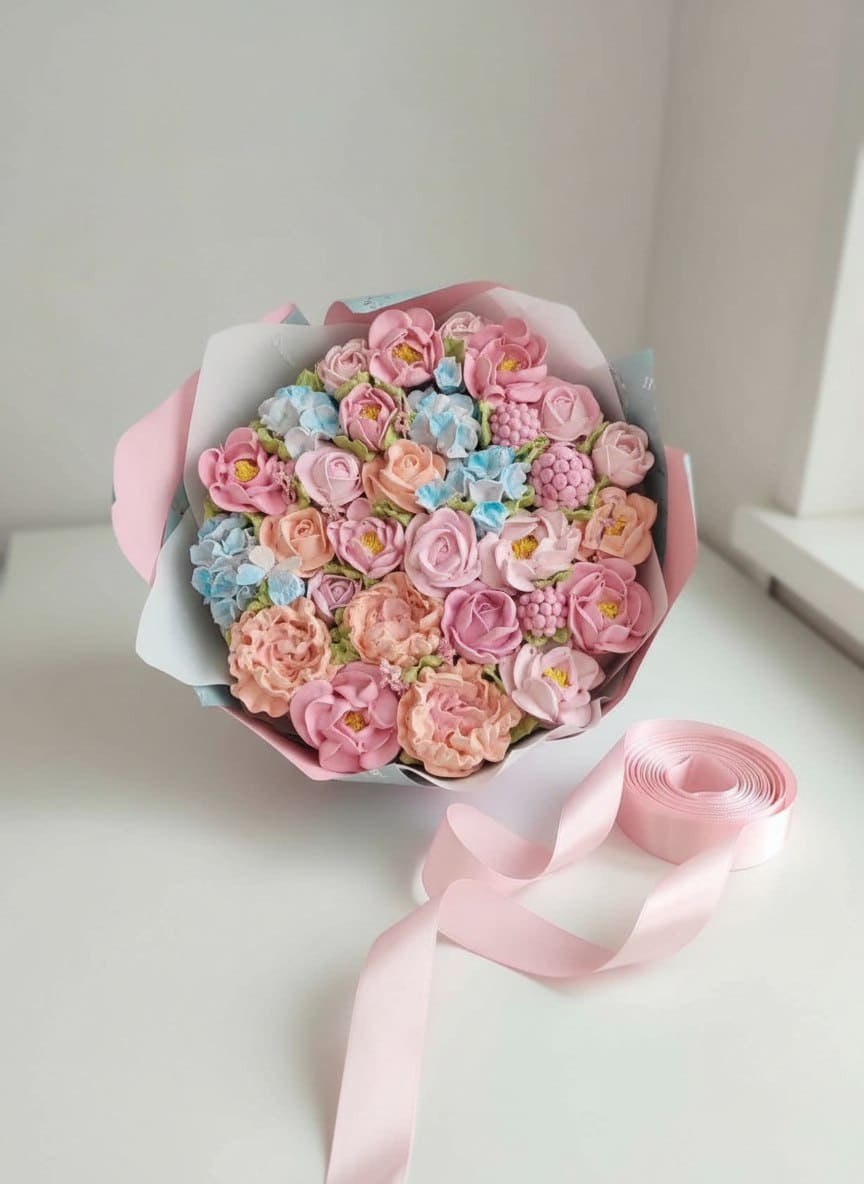 Букет из зефира в диаметре 30 см 3