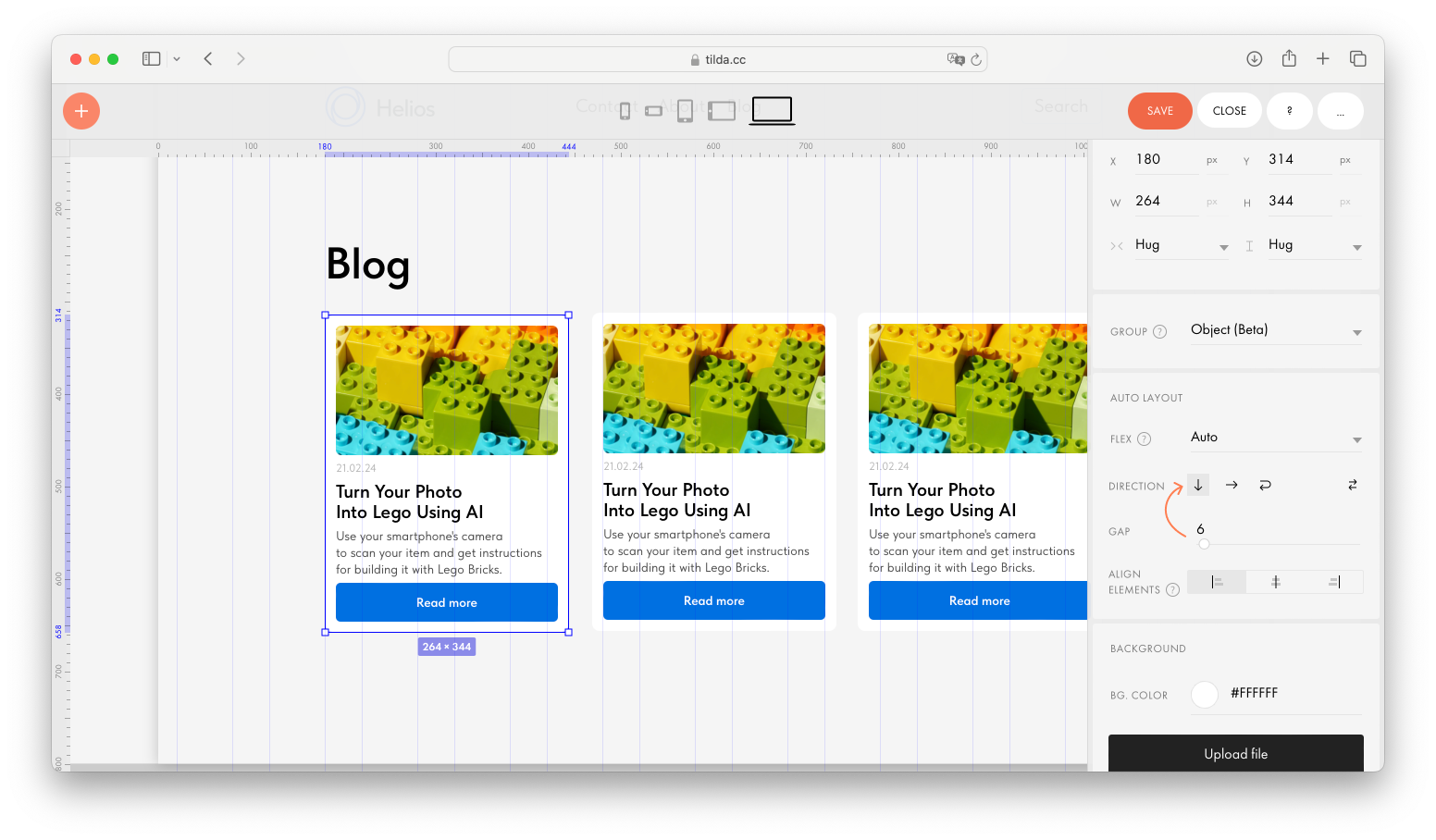 Auto layout in tilda s zero block