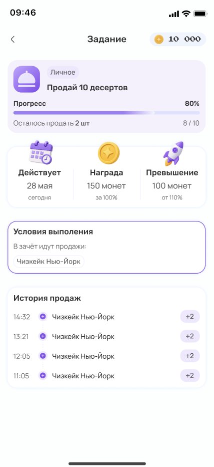 Карточка задания в приложении сотрудника