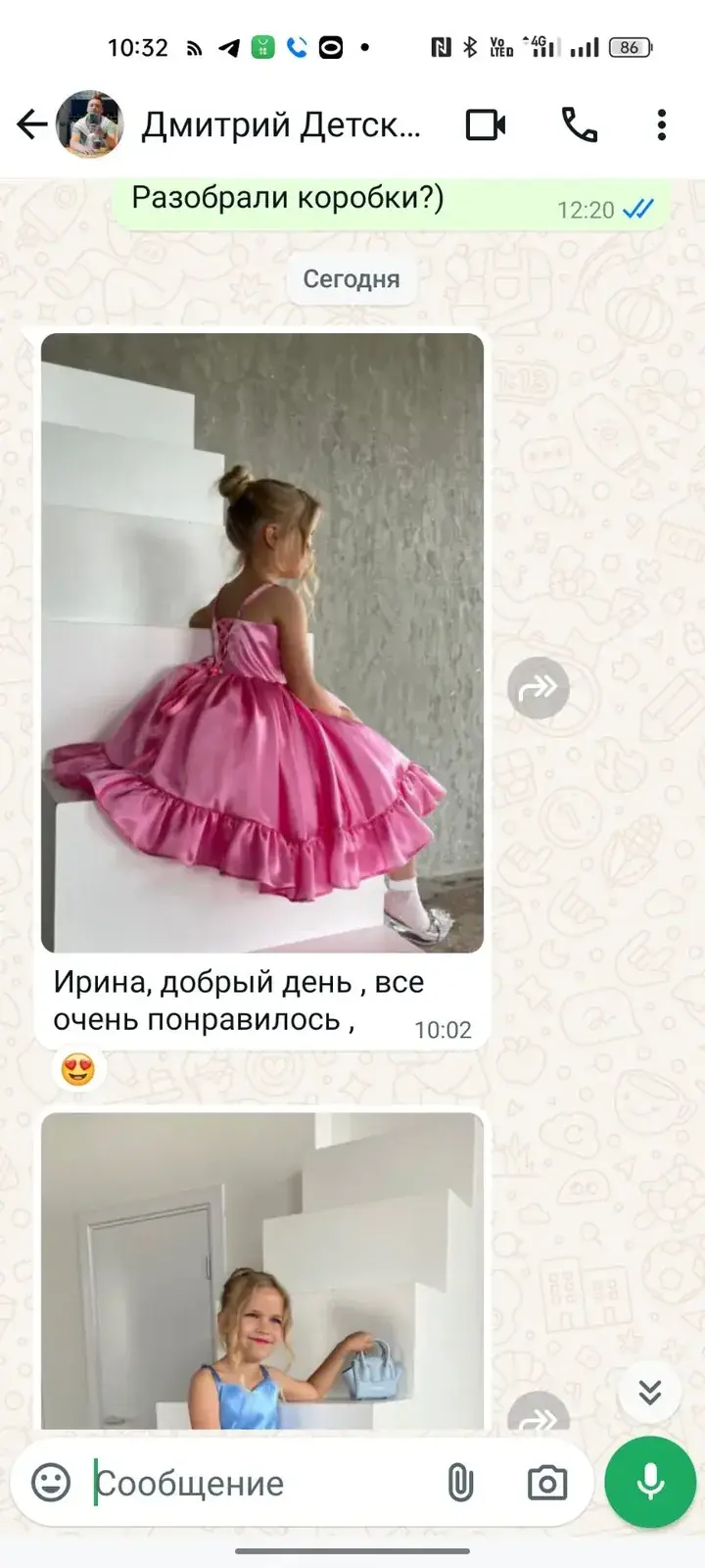 Скриншот переписки с заказчиком