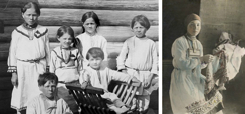 Старинные фотографии чувашских детей и вышивальшицы