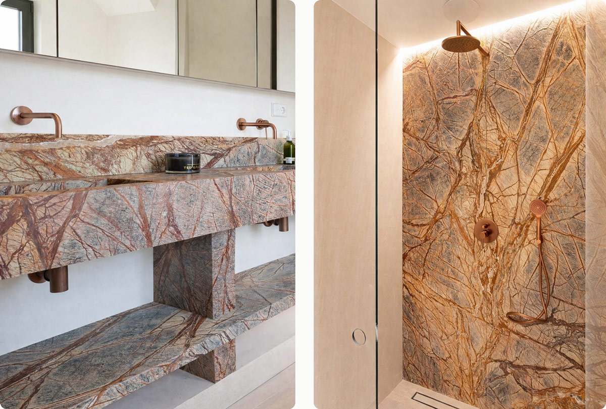 Облицовка ванной мрамором