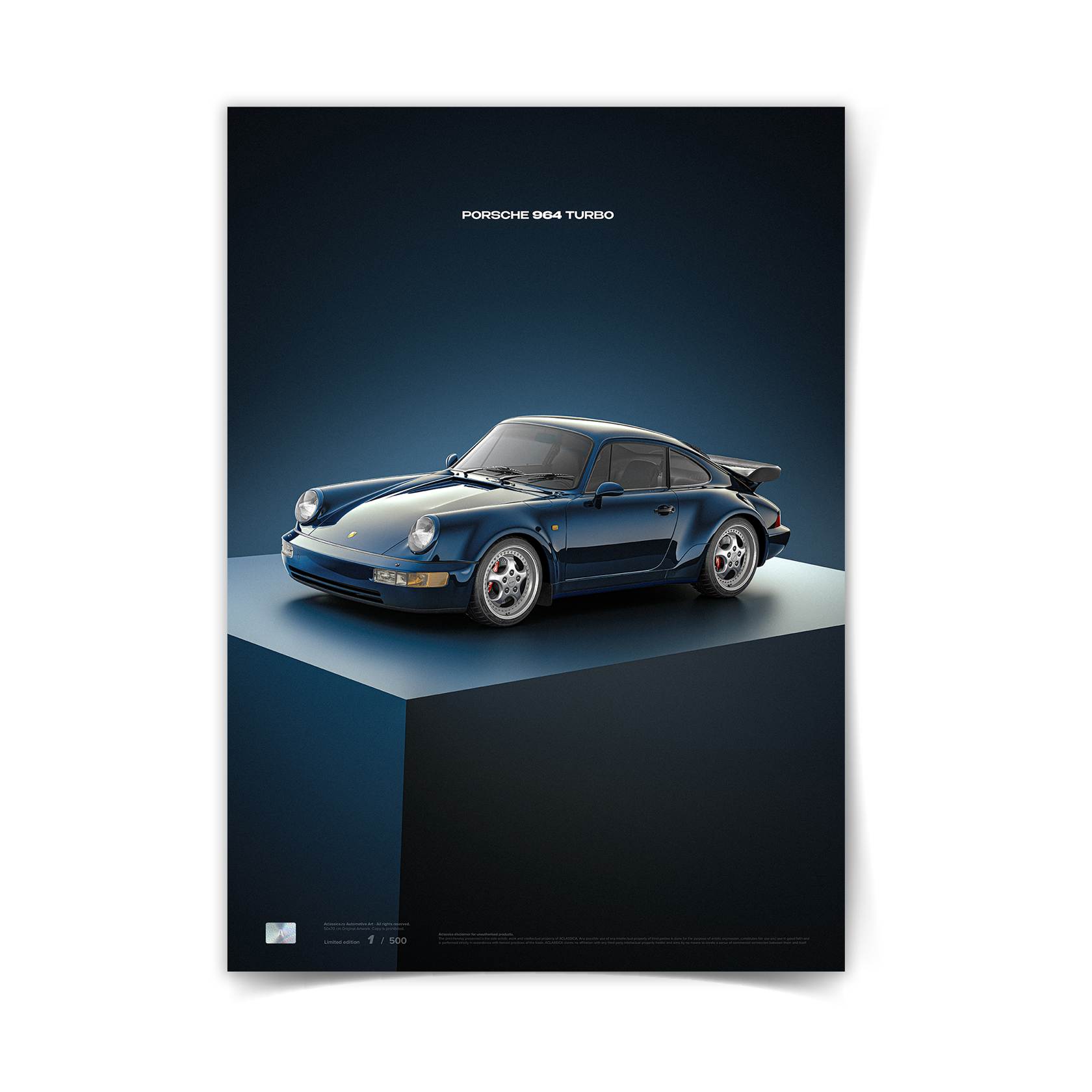 Купить постер Porsche 964 Turbo Blue Box – Aclassica