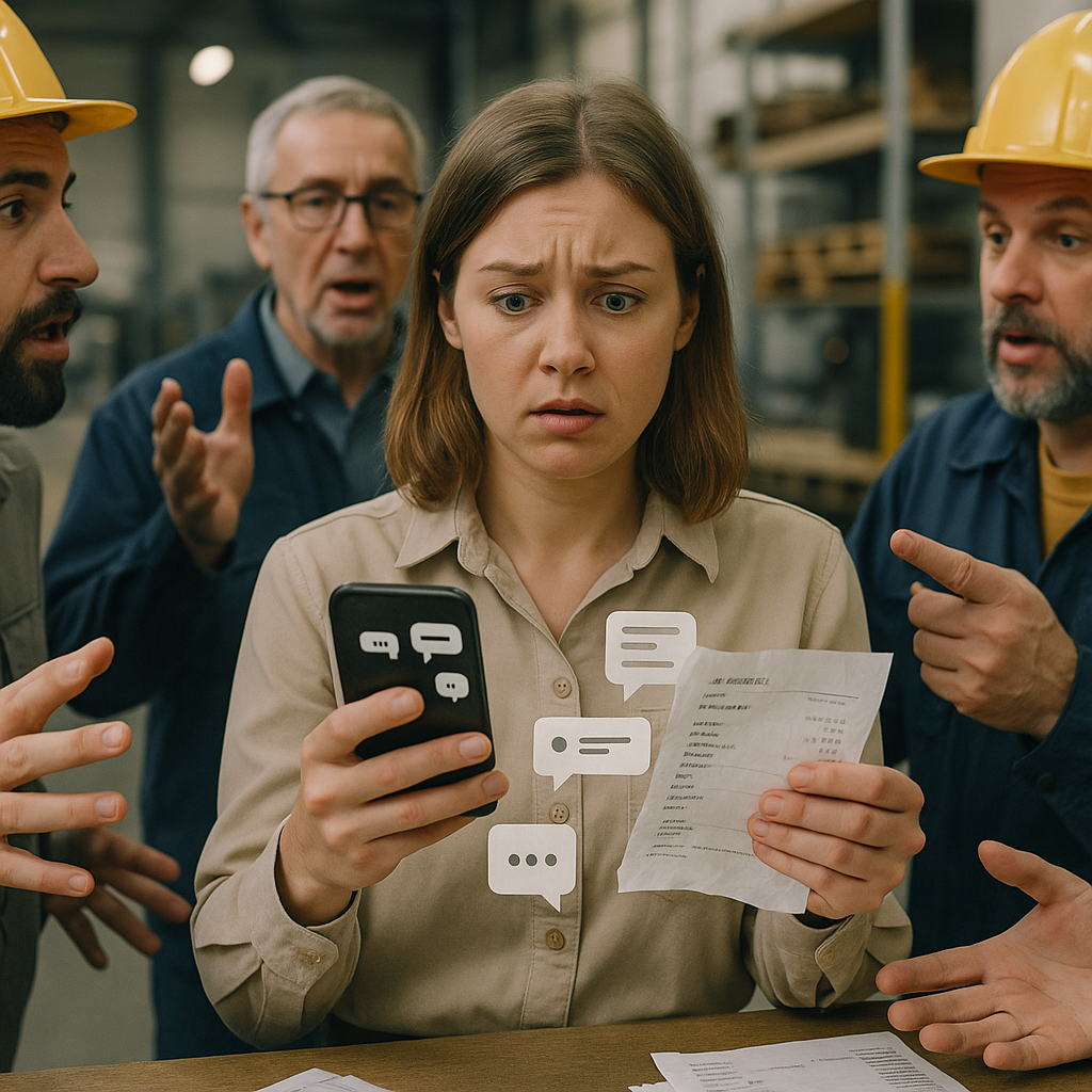 Сотрудники засыпают вопросами менеджера по производству