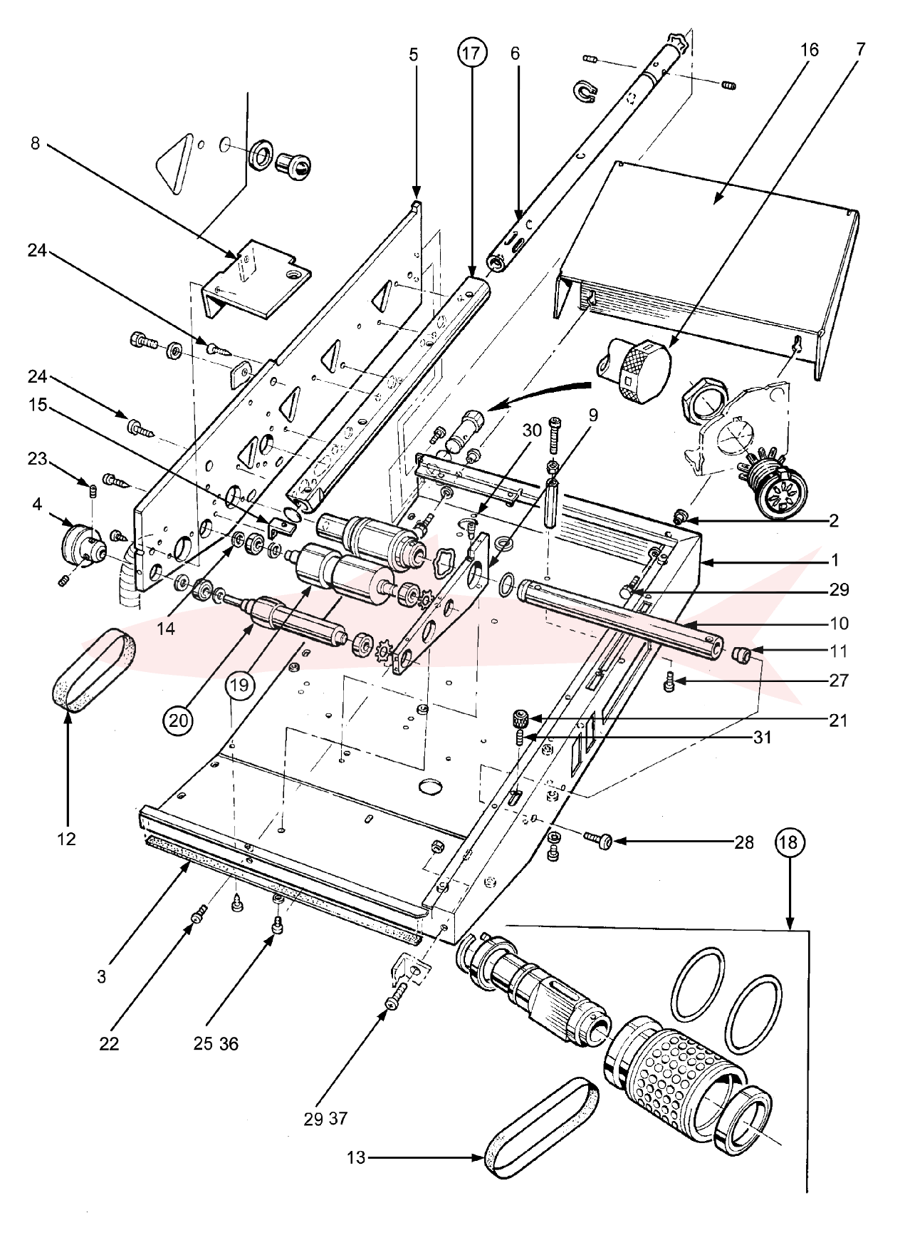 Morgana AutoCreaser Mk2 7-03-03 Feed Bed Assembly — схема деталей, позиции 1–31