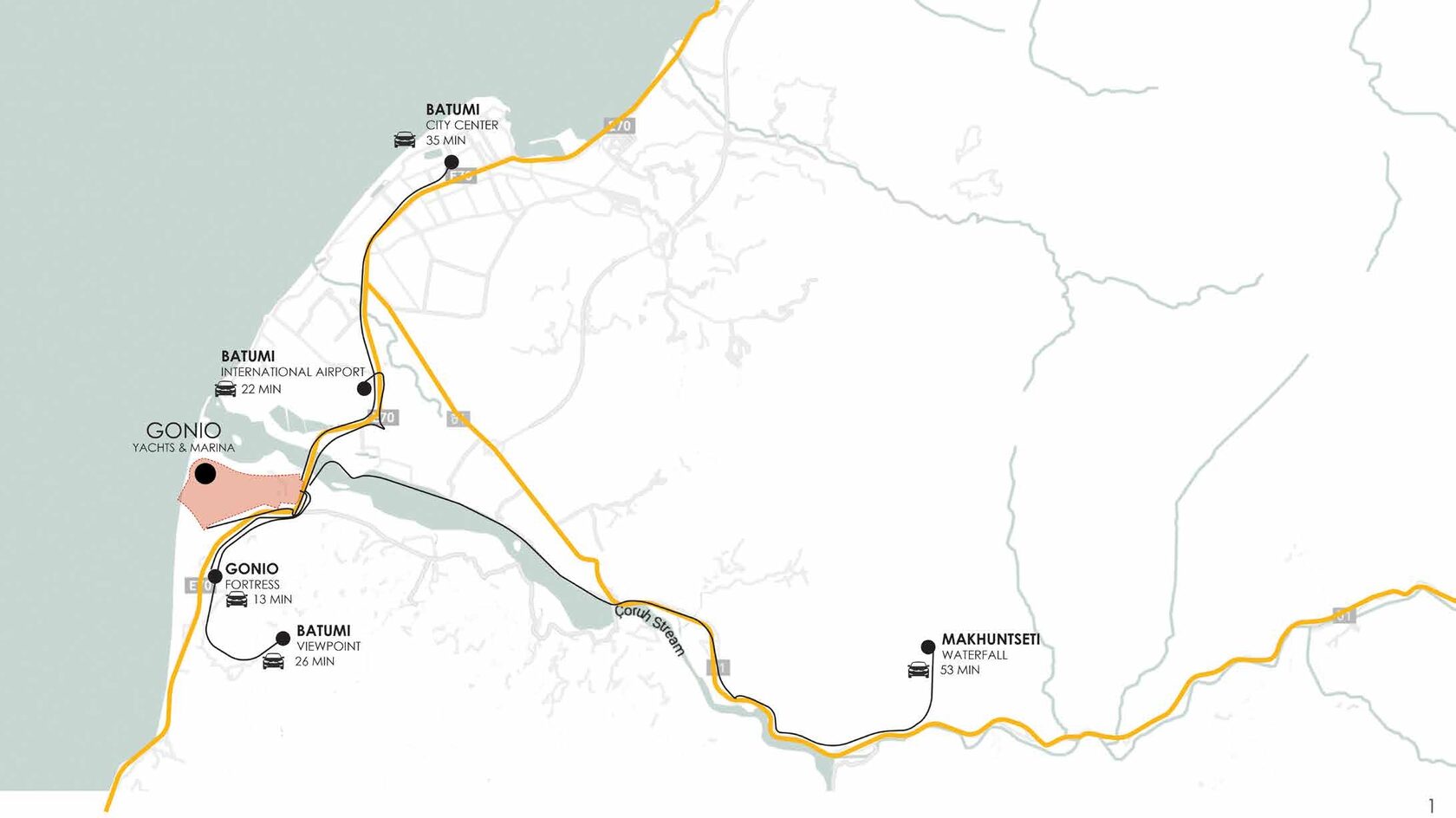 Проект Gonio Yachts & Marina в Батуми - расположение на карте Батуми