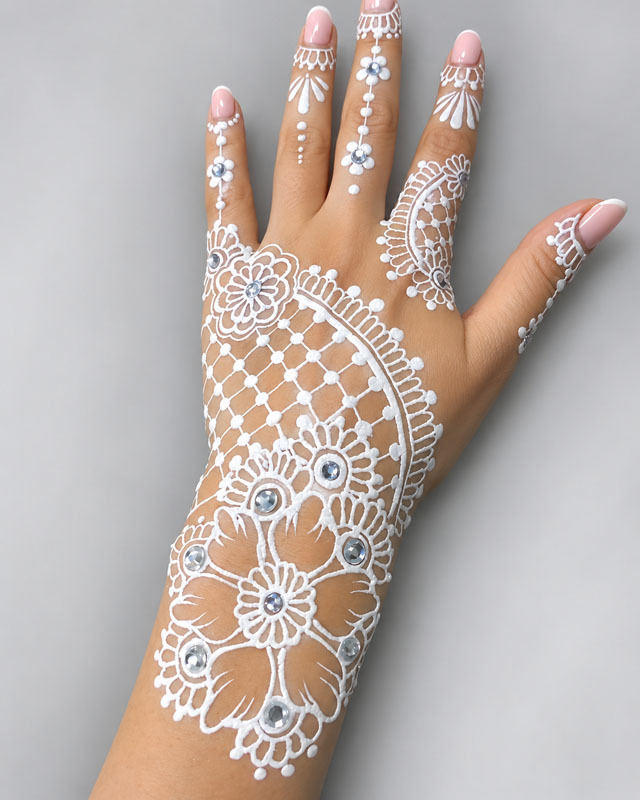 Elegant white lace body art