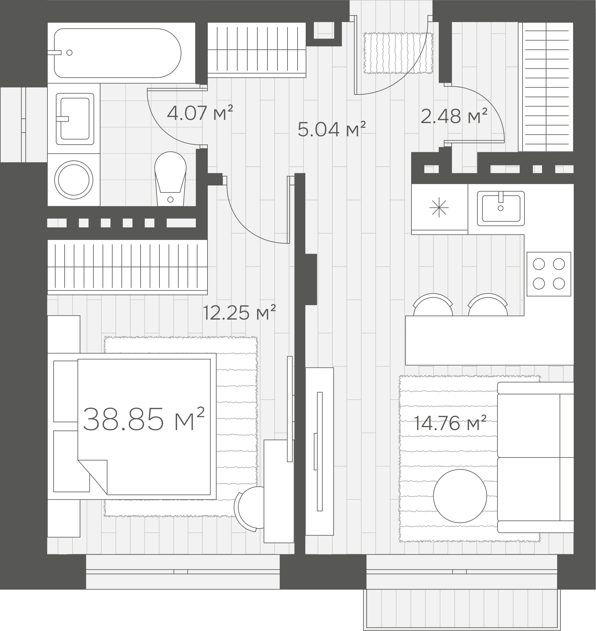 Планировка 1-комнатной 36 м²
