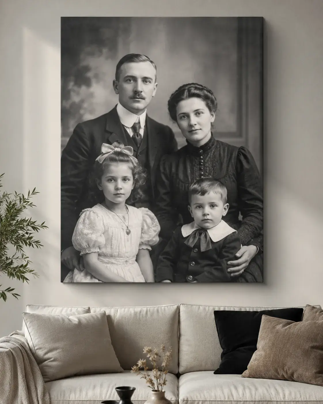 Восстановленный старинный семейный портрет на холсте — STRUKTURA ART