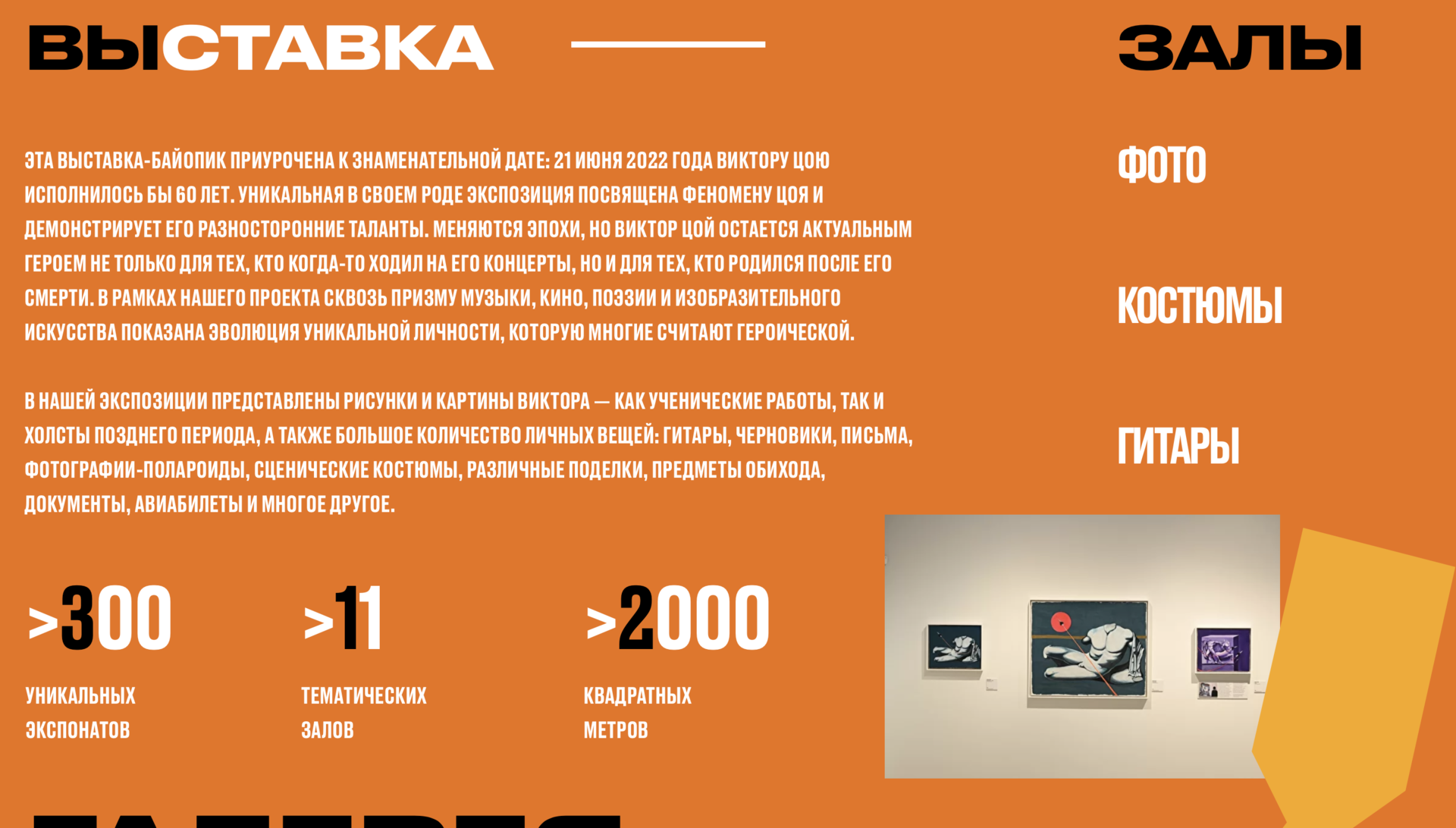 Блок фактов и материалов выставки на сайте