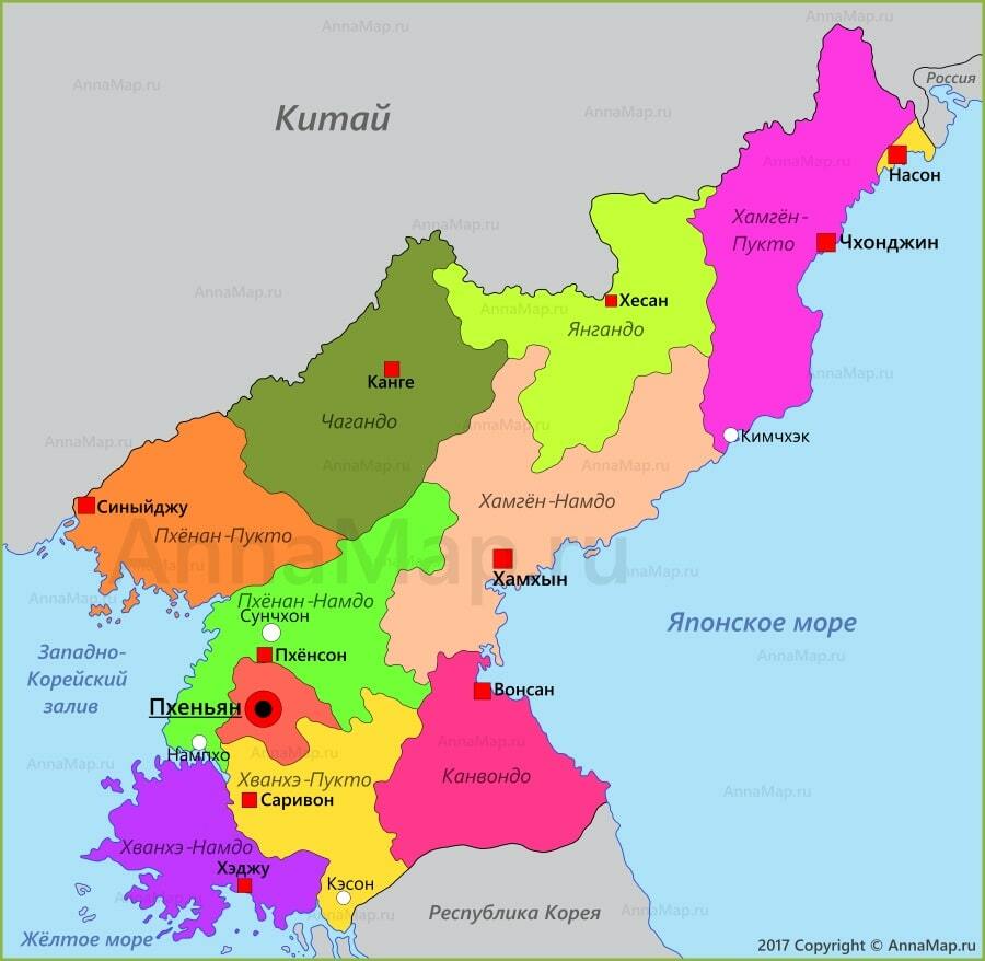 Карта северной кореи с россией