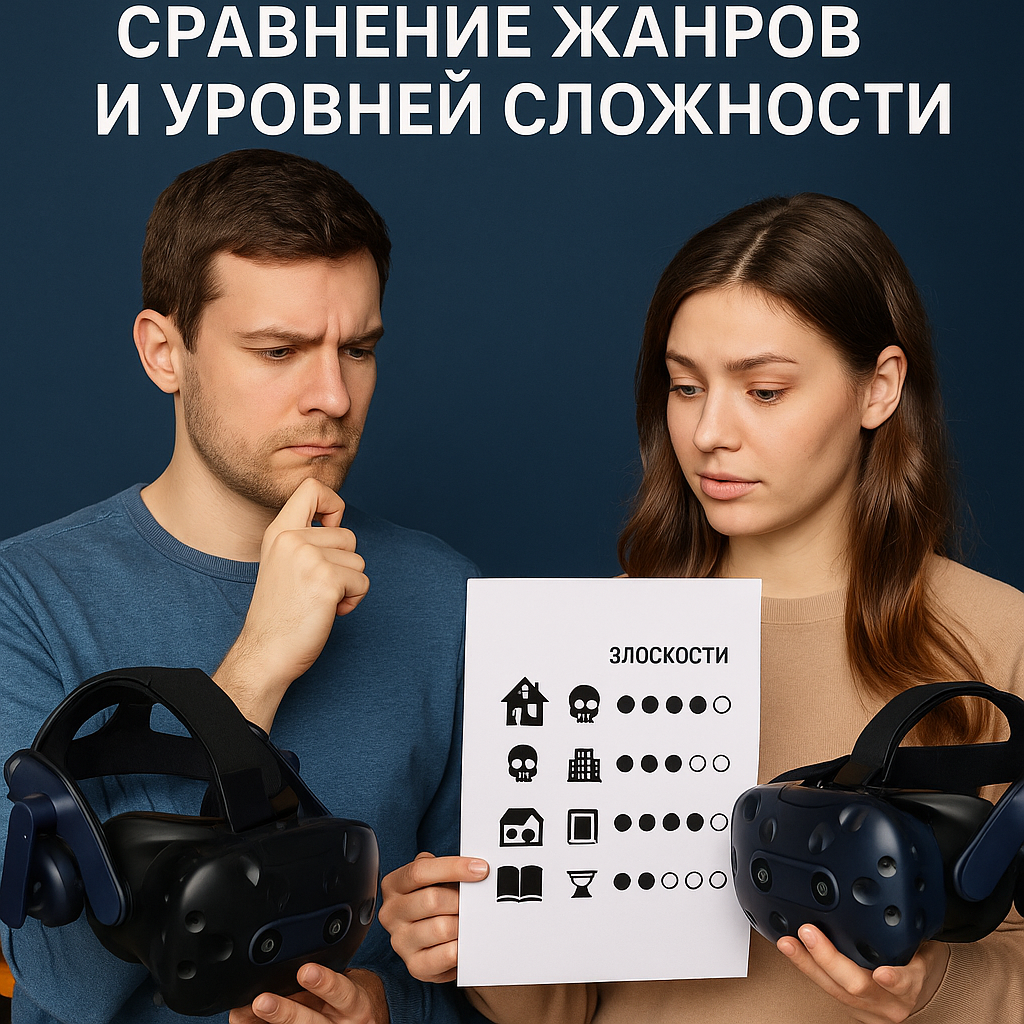 Группа друзей проходит VR-квест в клубе виртуальной реальности в Москве