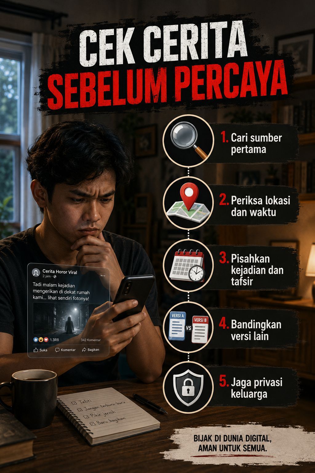Panduan memeriksa sumber, lokasi, dan versi cerita pocong yang beredar di internet