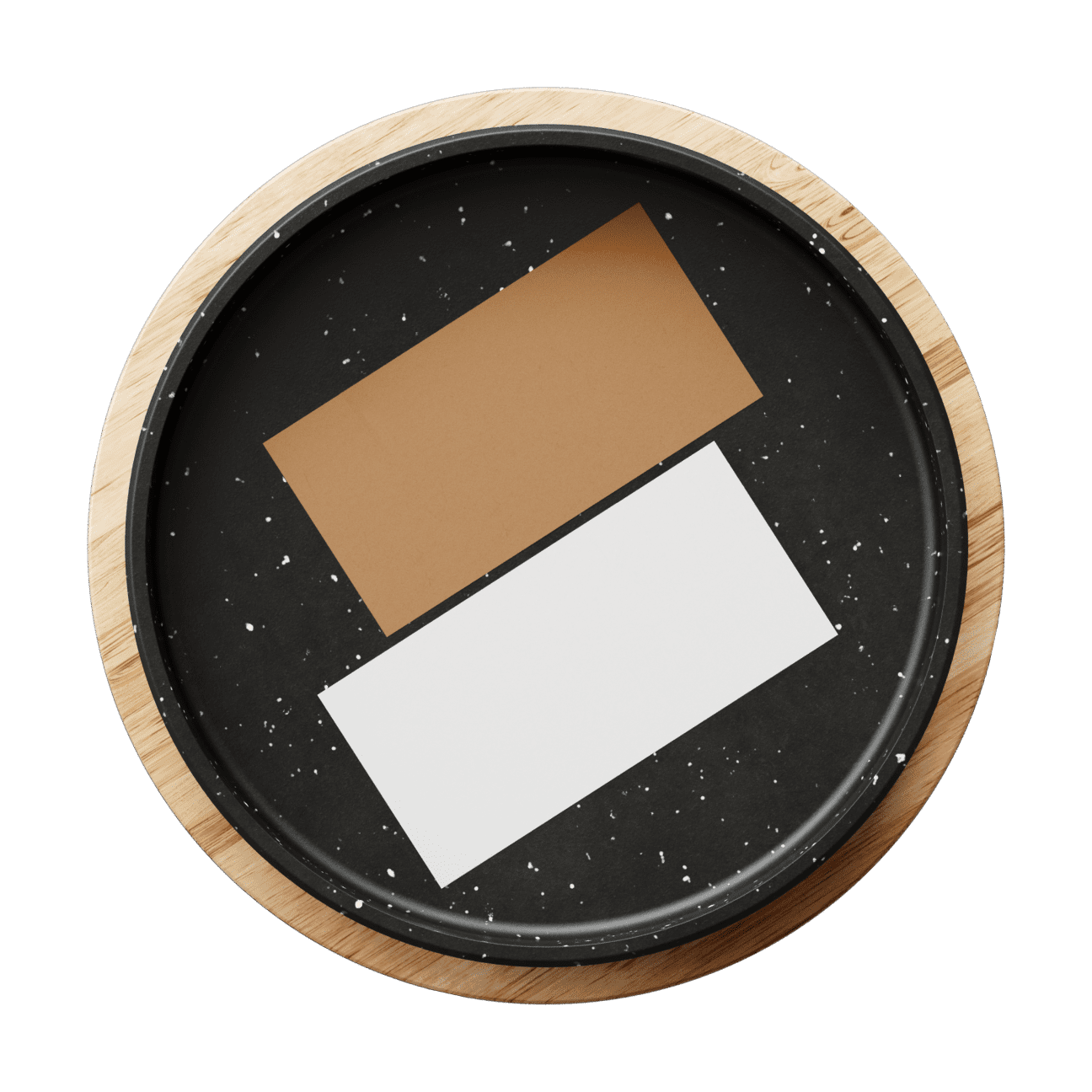 Поднос с двумя визитками