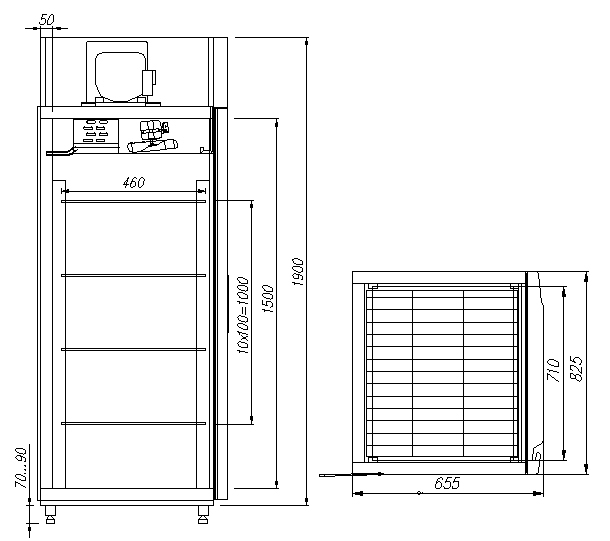 Шкаф Polus / Полюс С МЕТАЛЛИЧЕСКИМИ ДВЕРЬМИ R560 Сarboma чертёж