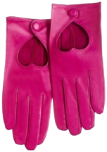 стильные яркие перчатки цвета фуксии с вырезами в виде сердца