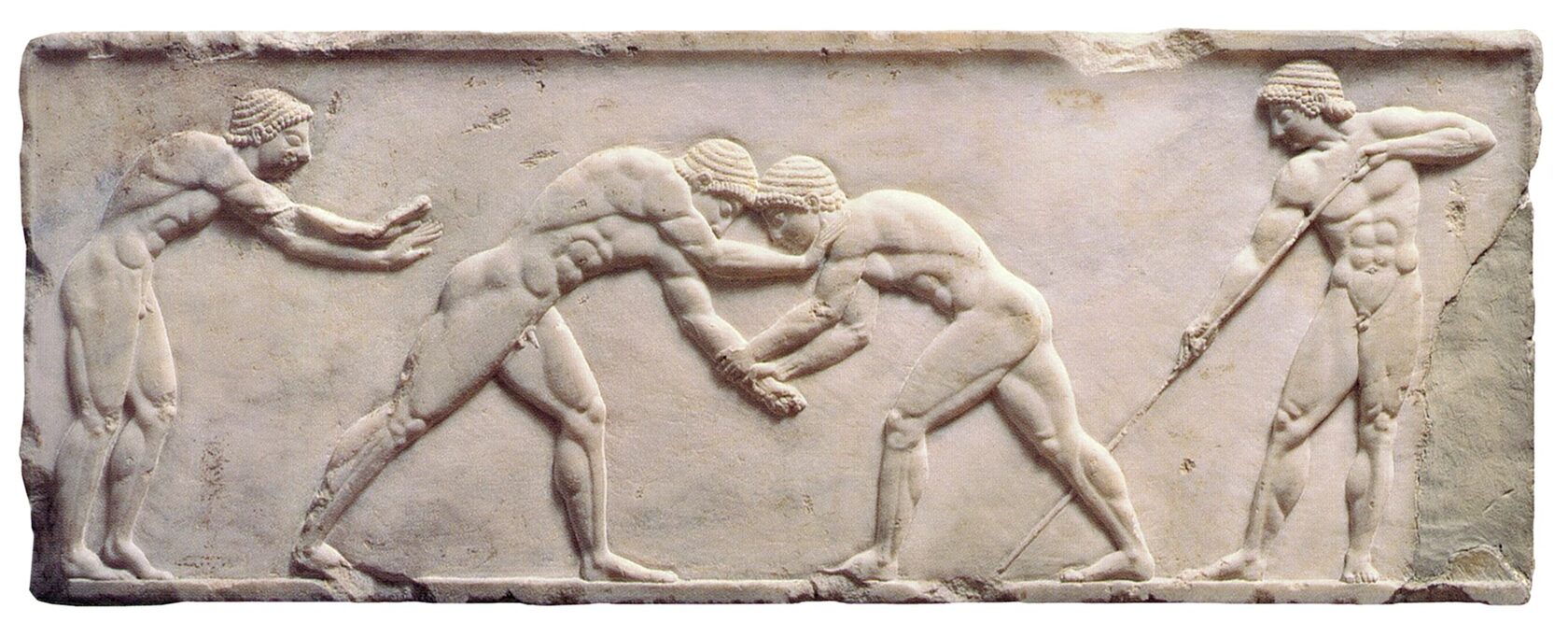 Древнегреческий гимнасий, иллюстрация античных атлетов, история фитнеса, культура движения.