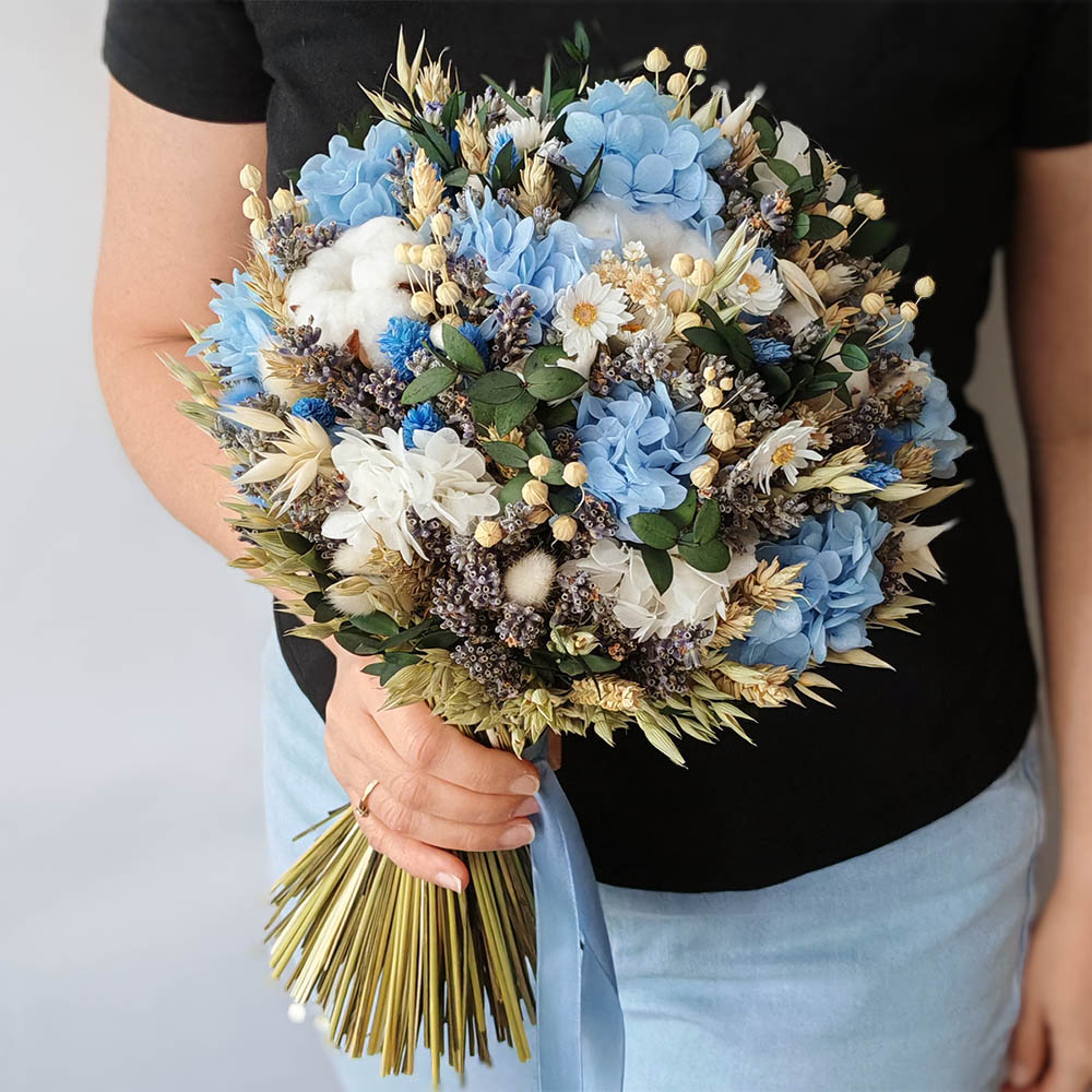 Голубой букет сухоцветов Пушистые облака