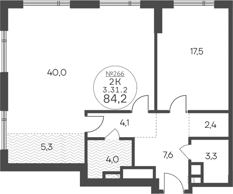 3-комн 84,2 м²