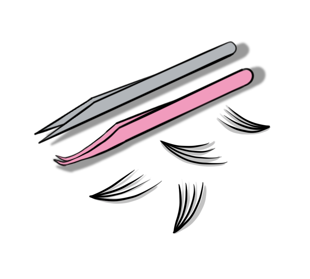 Иллюстрация, объемное наращивание ресниц