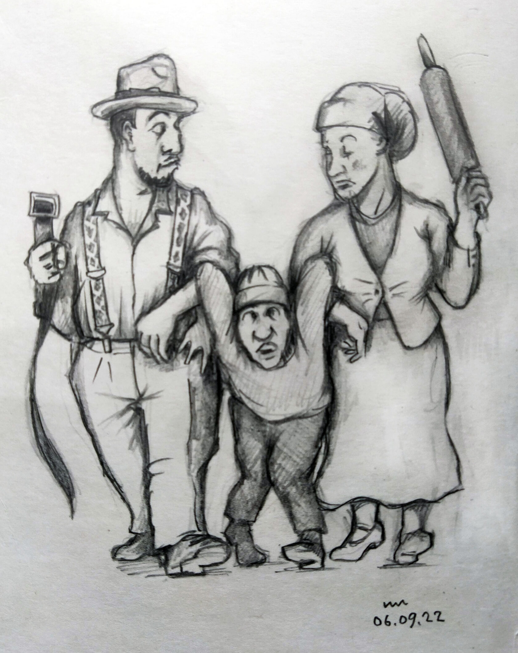 Иллюстрация отражает идею Торы о роли родителей в воспитании детей. Отец и мать изображены вместе, с общим взглядом на сына и одинаковой решимостью влиять на его поведение. Важно не то, какие методы они используют, а то, что они выступают единым фронтом. Рисунок подчёркивает: если родители едины в мыслях, словах и действиях, ребёнок слышит их как один голос, и только тогда можно говорить о настоящем воспитании.