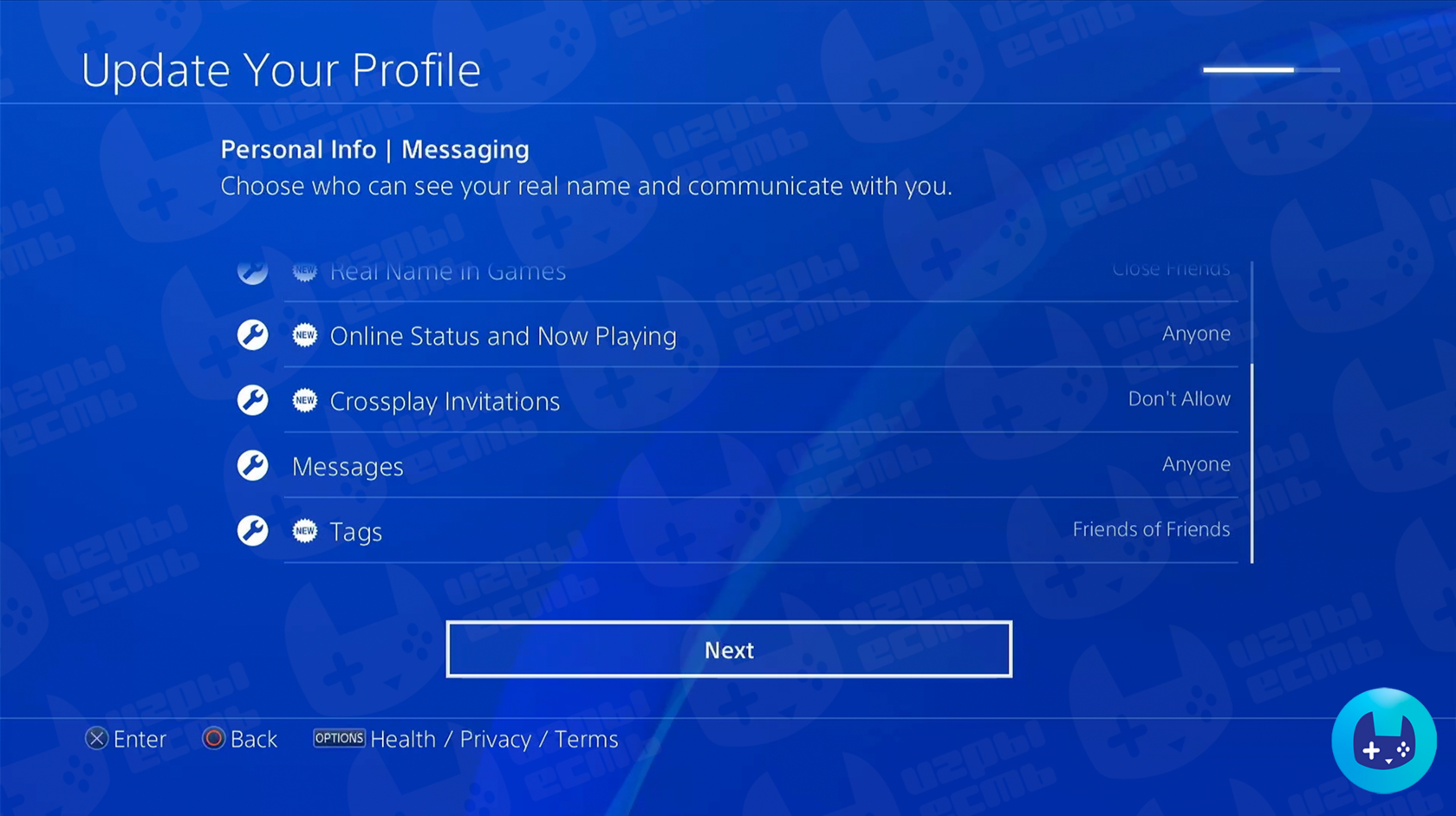 Шаг настройки PS4