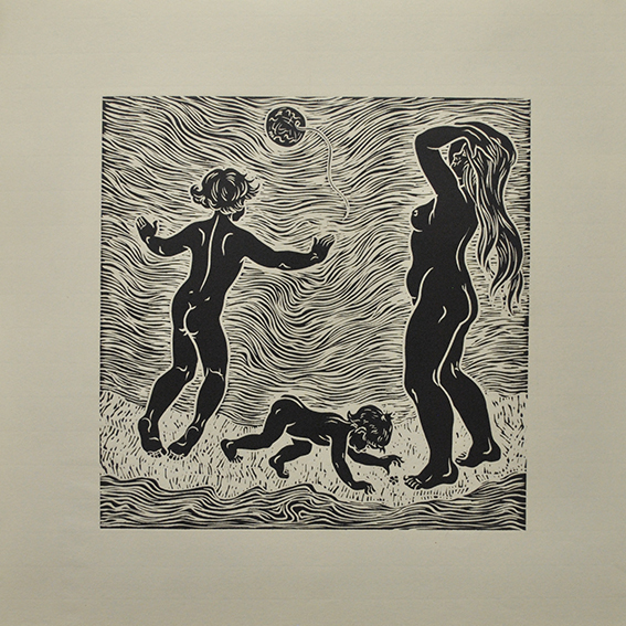 engraving linocut Nude