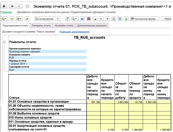 Загрузка данных РСБУ в форму сбора данных