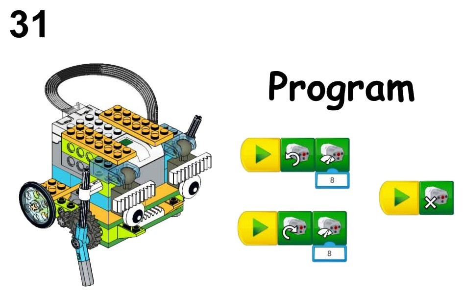 Программа для модели «Существо» в блоках WeDo 2.0