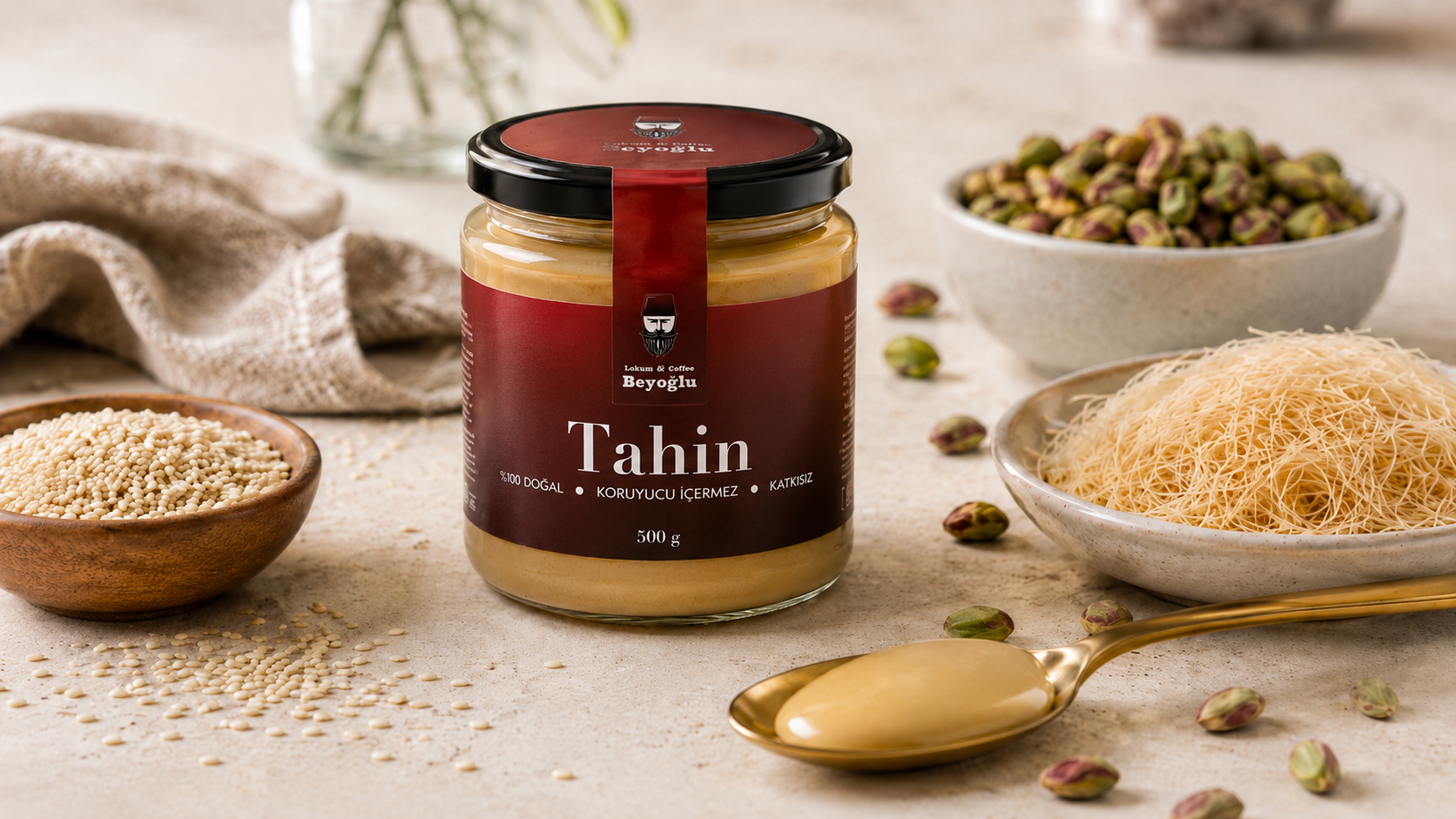 Натуральная тахини — кунжутная паста Beyoğlu