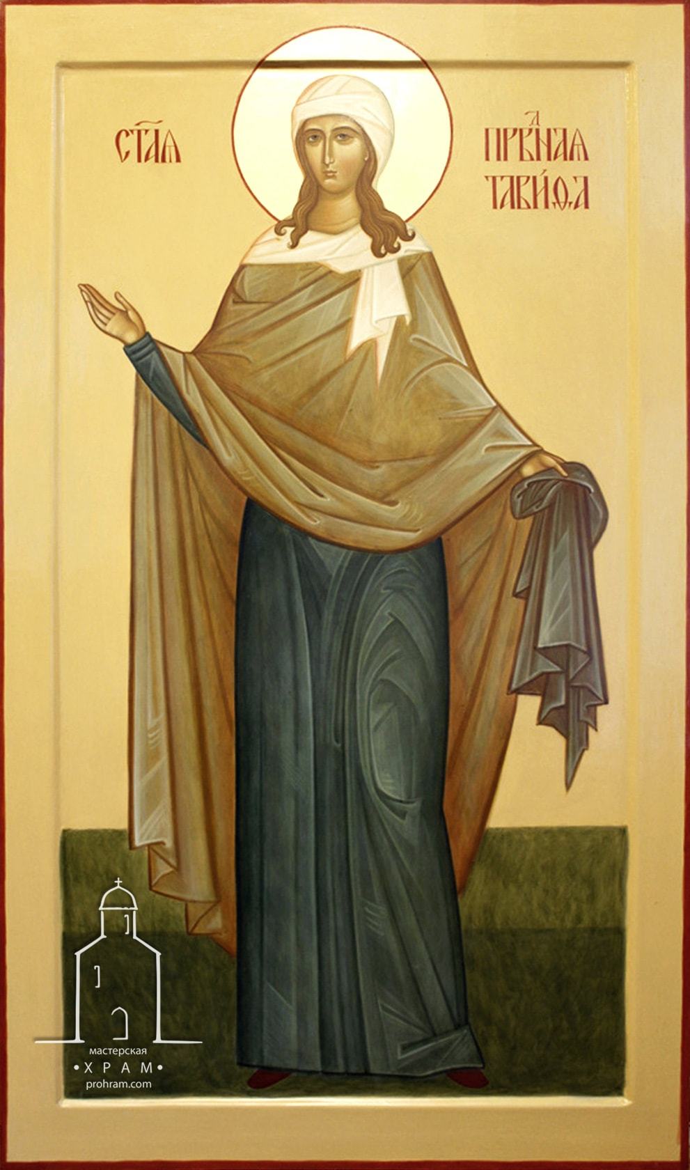  icon paintihg, hand painted icon of Holy Righteous Tabitha, egg tempera