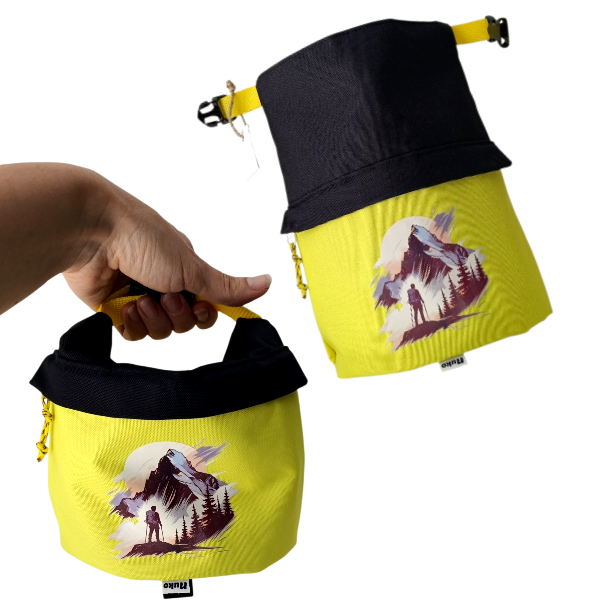 Bouldering chalk bag with rock print