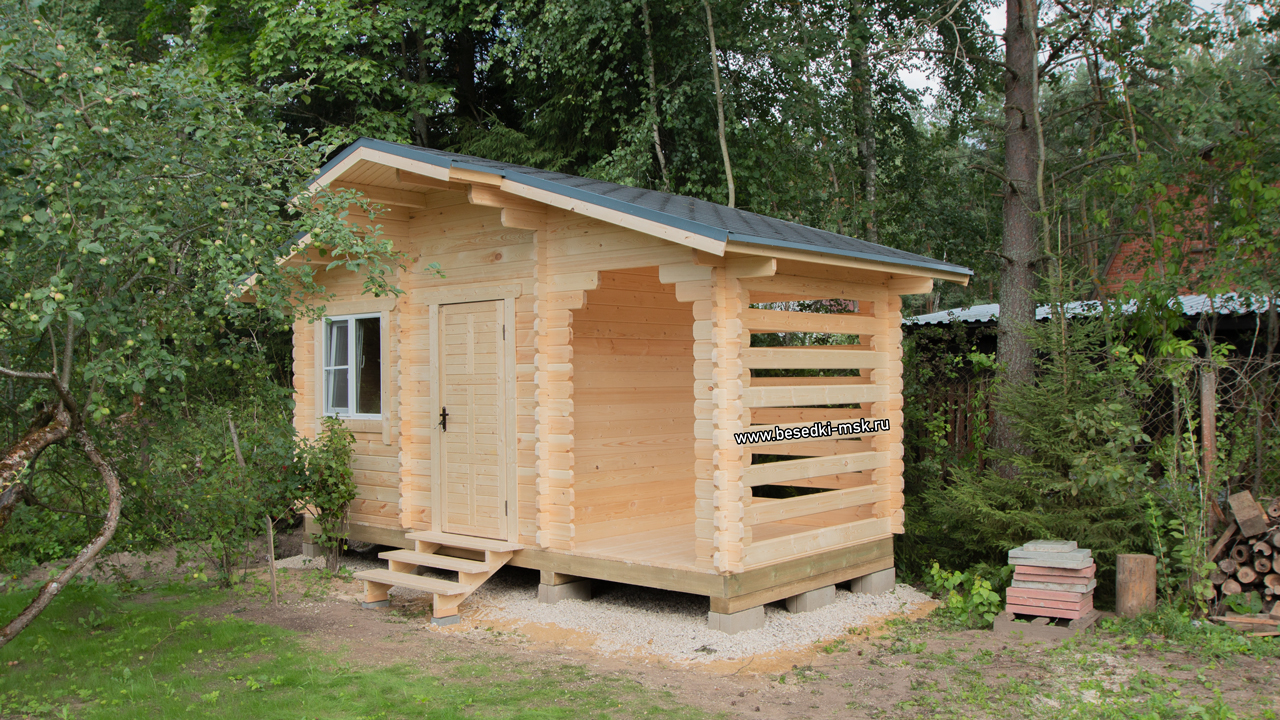 Хозблок с дровником 2.5х5.6 из мини-бруса