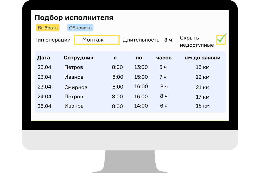 Подбор исполнителя
