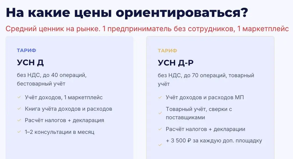 Тарифы рынка на ведение учёта