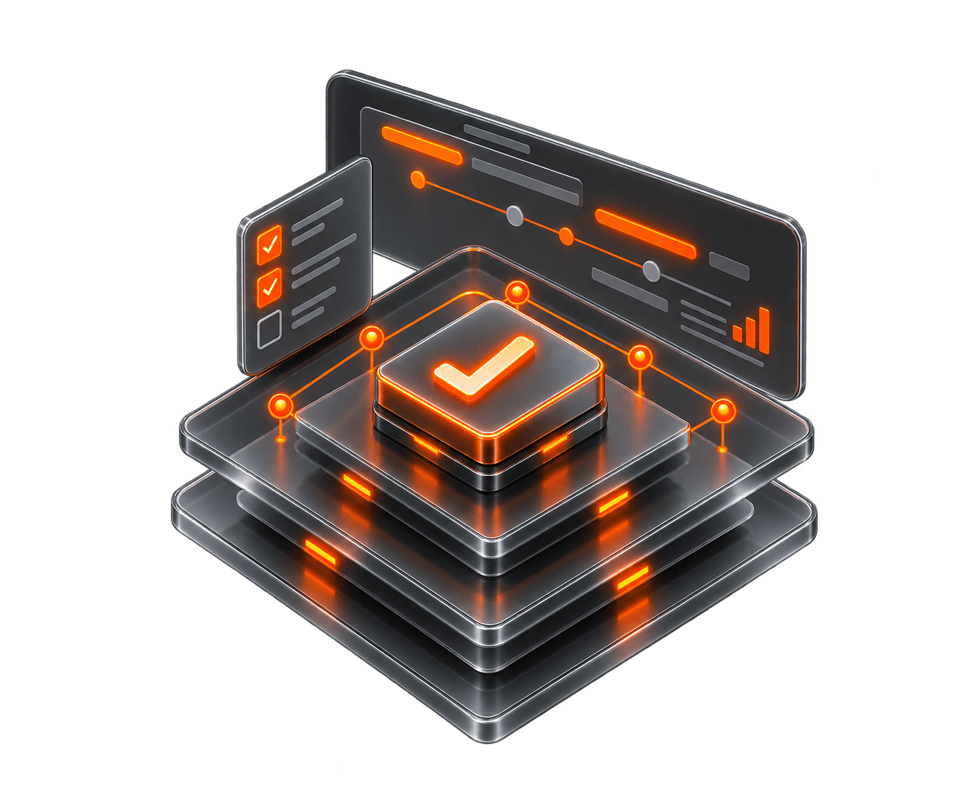 Контроль проекта — щит с галочкой на платформе